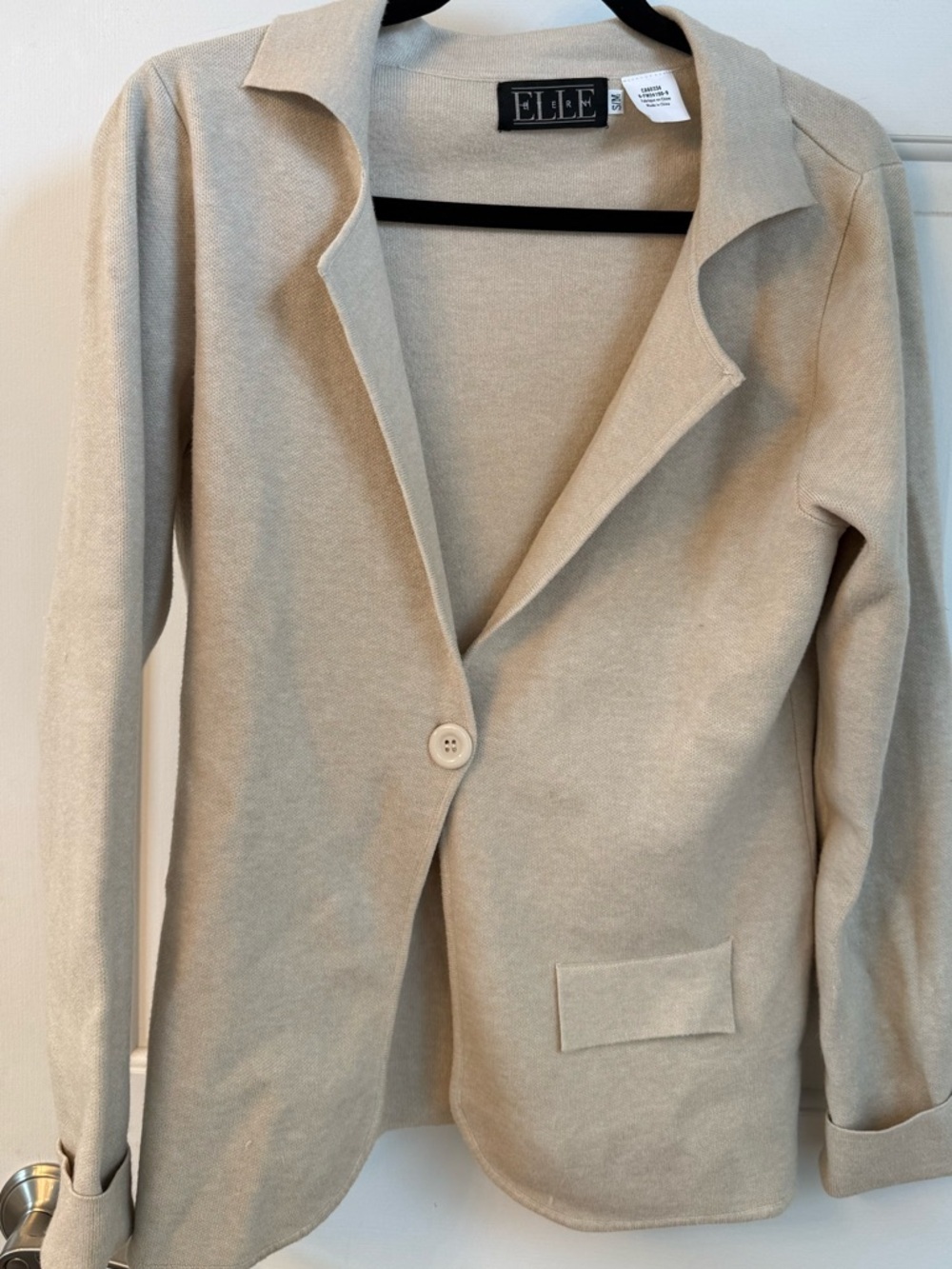 ELLE Taupe Single-Button Super Soft Cardigan Sweater